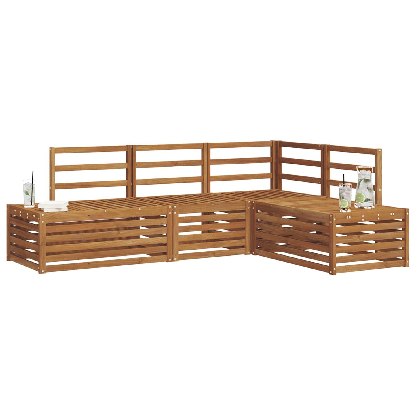 Outdoor Sofa Set 4 Piece Natural Solid Acacia Wood