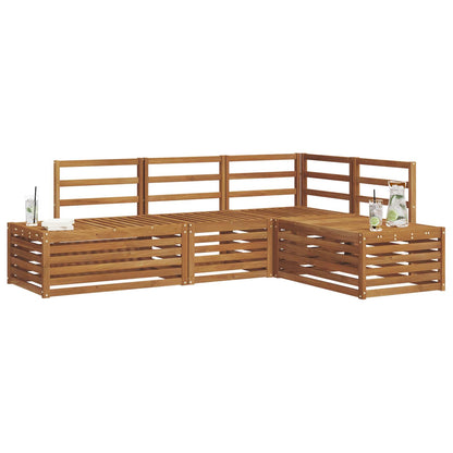Outdoor Sofa Set 4 Piece Natural Solid Acacia Wood