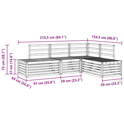 Outdoor Sofa Set 4 Piece Natural Solid Acacia Wood