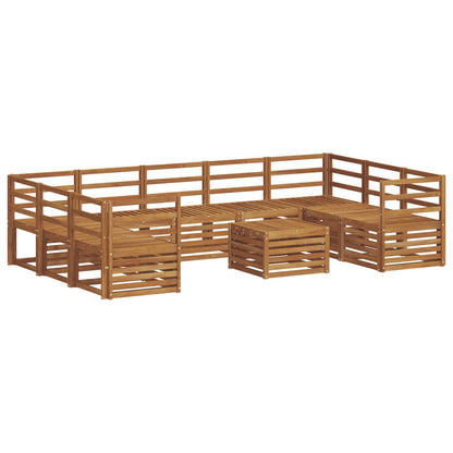 Sofa Sets 10 pcs Natural Solid Acacia Wood