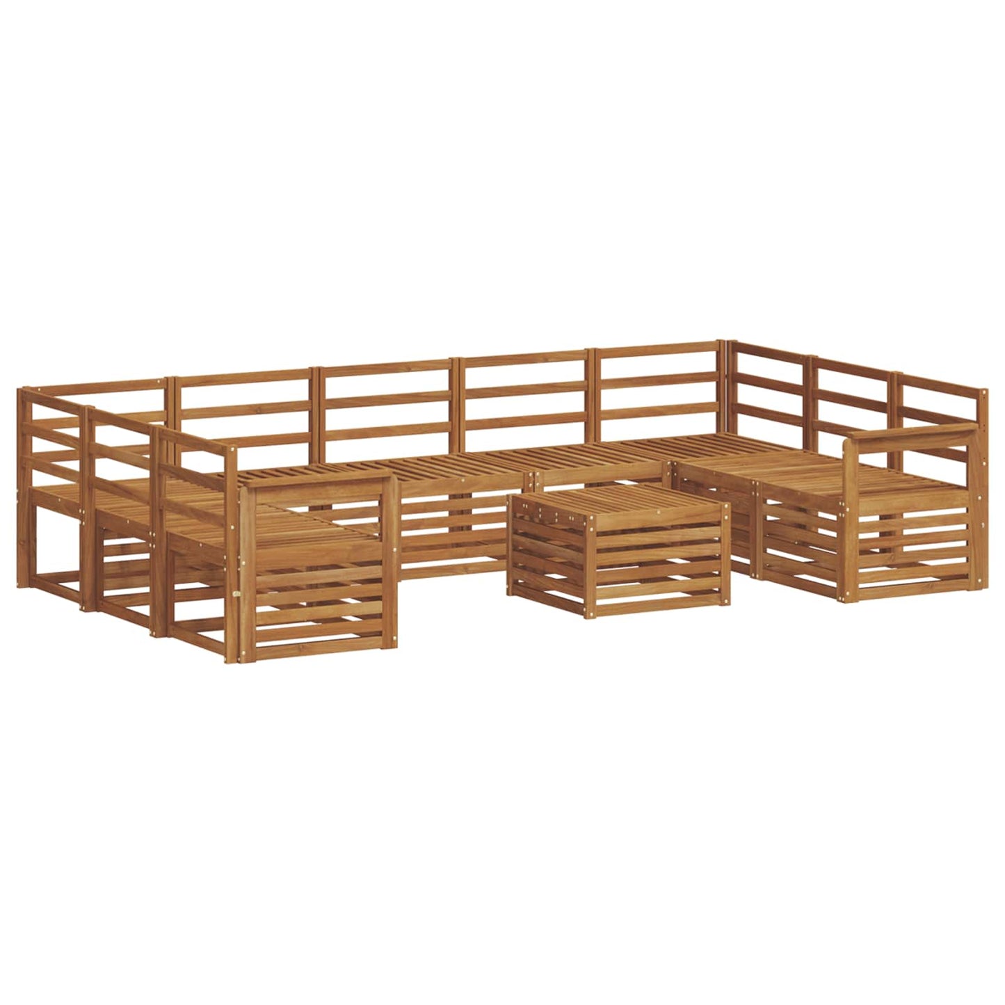Sofa Sets 10 pcs Natural Solid Acacia Wood