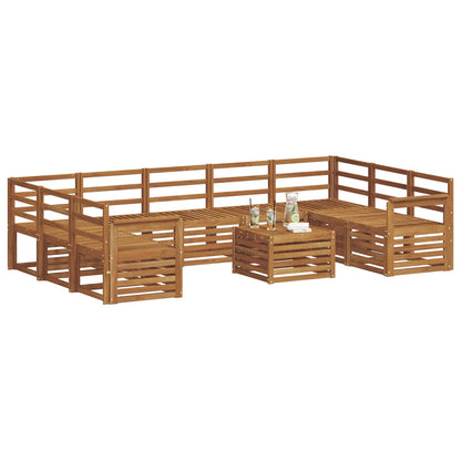 Sofa Sets 10 pcs Natural Solid Acacia Wood