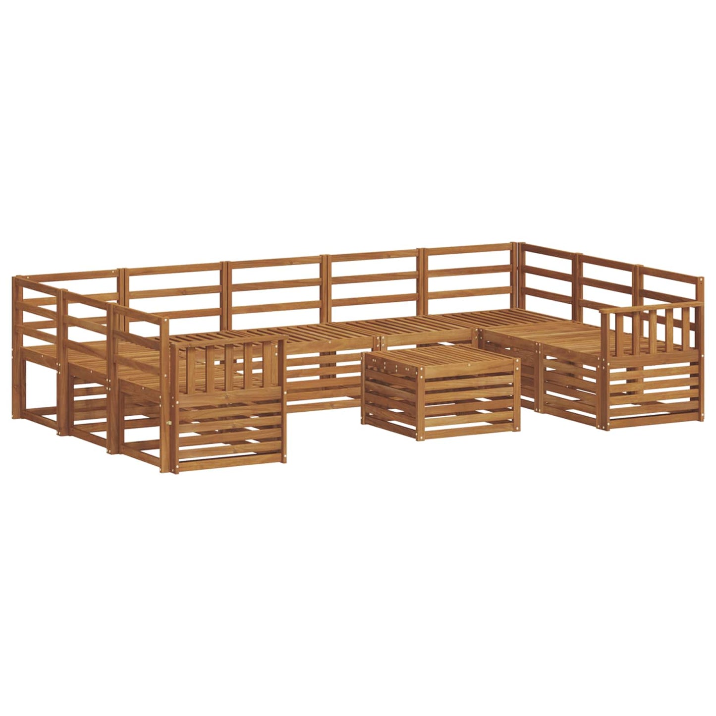 Sofa Sets 10 pcs Natural Solid Acacia Wood