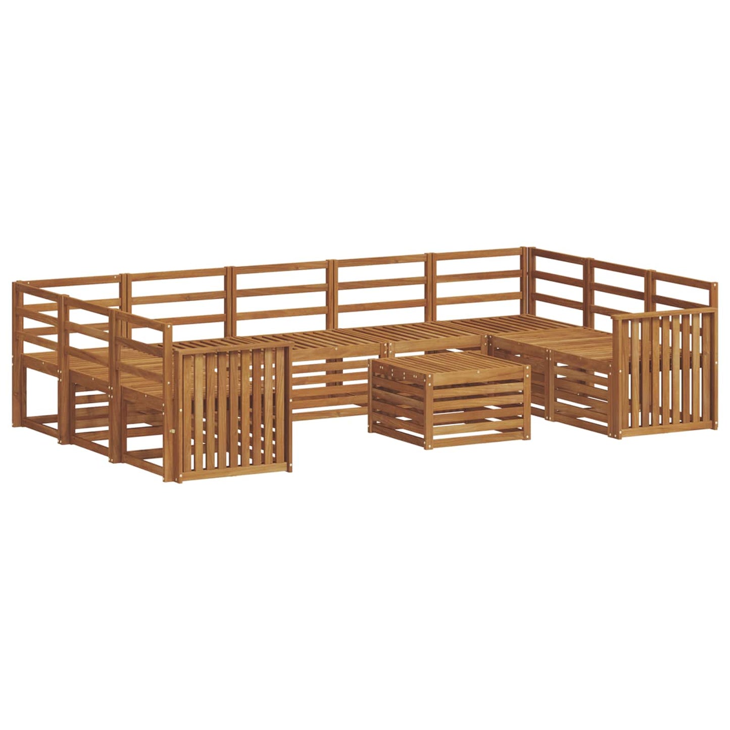 Sofa Sets 10 pcs Natural Solid Acacia Wood