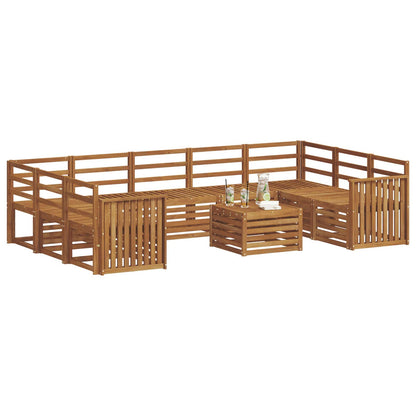 Sofa Sets 10 pcs Natural Solid Acacia Wood