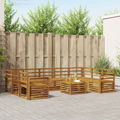 Sofa Sets 10 pcs Natural Solid Acacia Wood