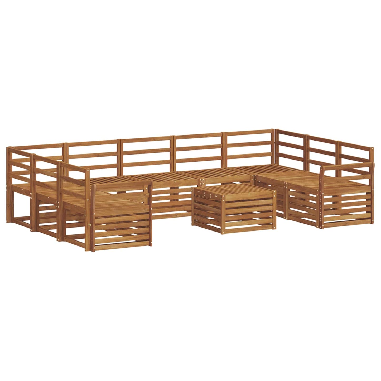 Sofa Sets 10 pcs Natural Solid Acacia Wood