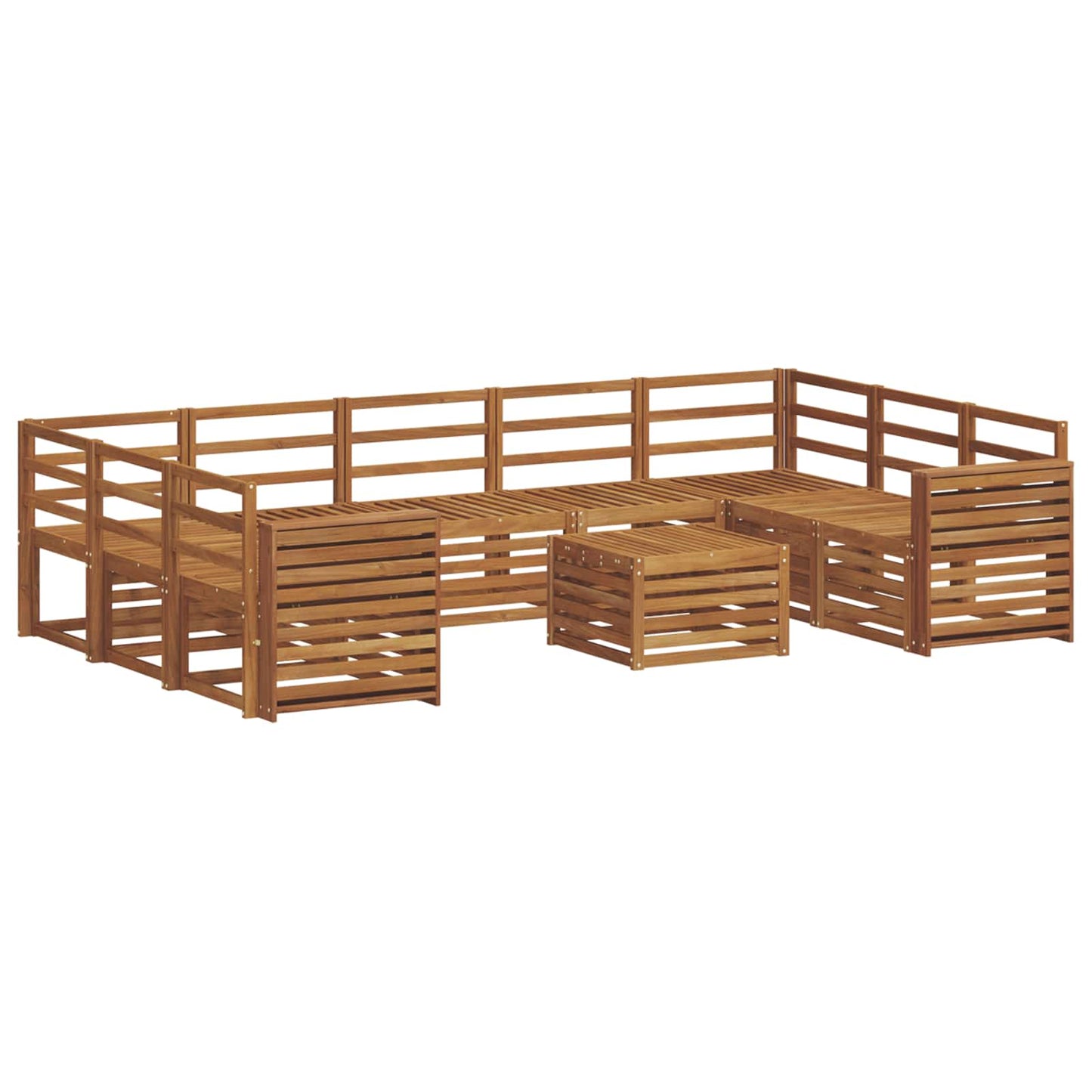 Sofa Sets 10 pcs Natural Solid Acacia Wood