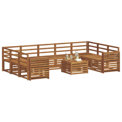 Sofa Sets 10 pcs Natural Solid Acacia Wood