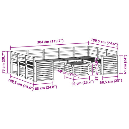 Sofa Sets 10 pcs Natural Solid Acacia Wood