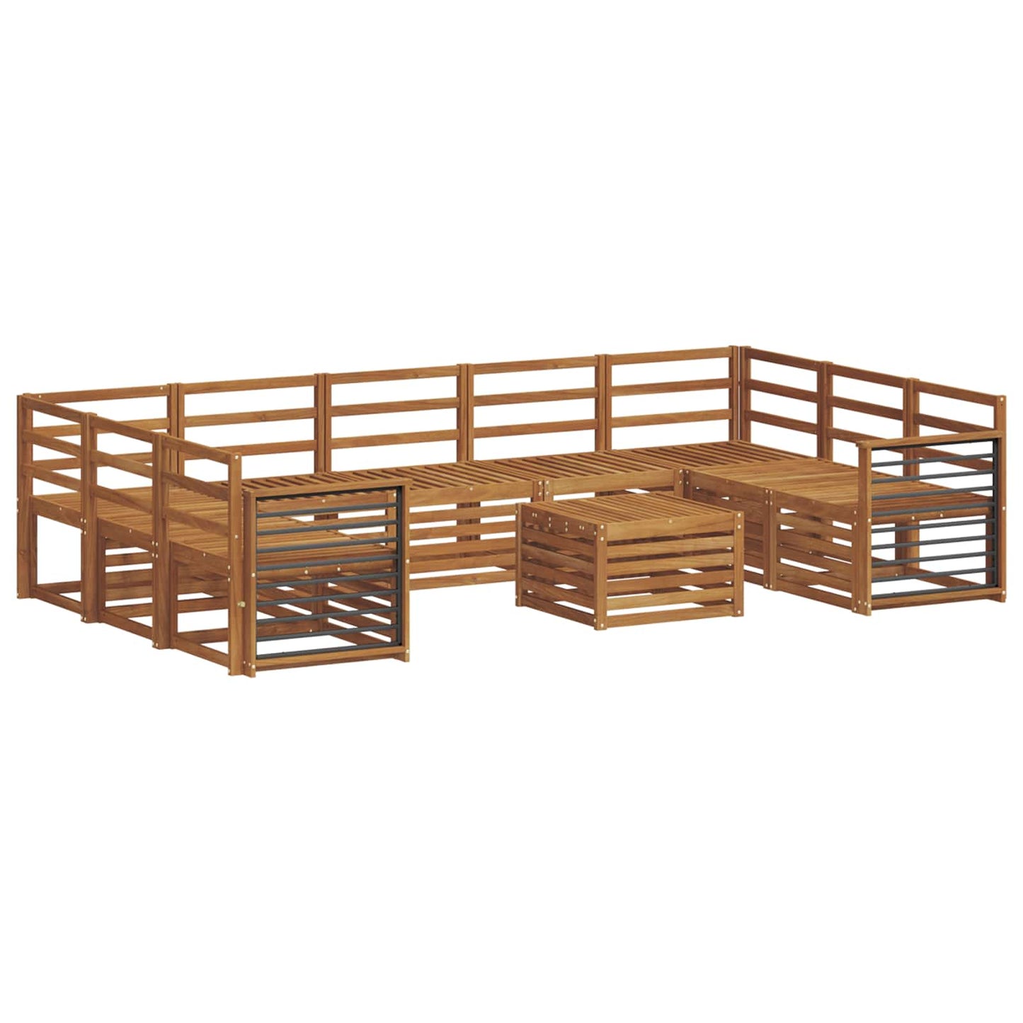 Sofa Sets 10 pcs Natural Solid Acacia Wood