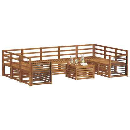 Sofa Sets 10 pcs Natural Solid Acacia Wood