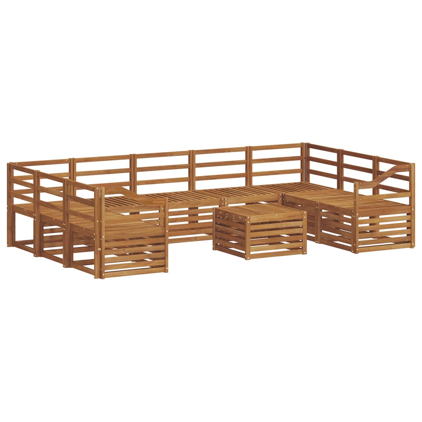 Sofa Sets 10 pcs Natural Solid Acacia Wood
