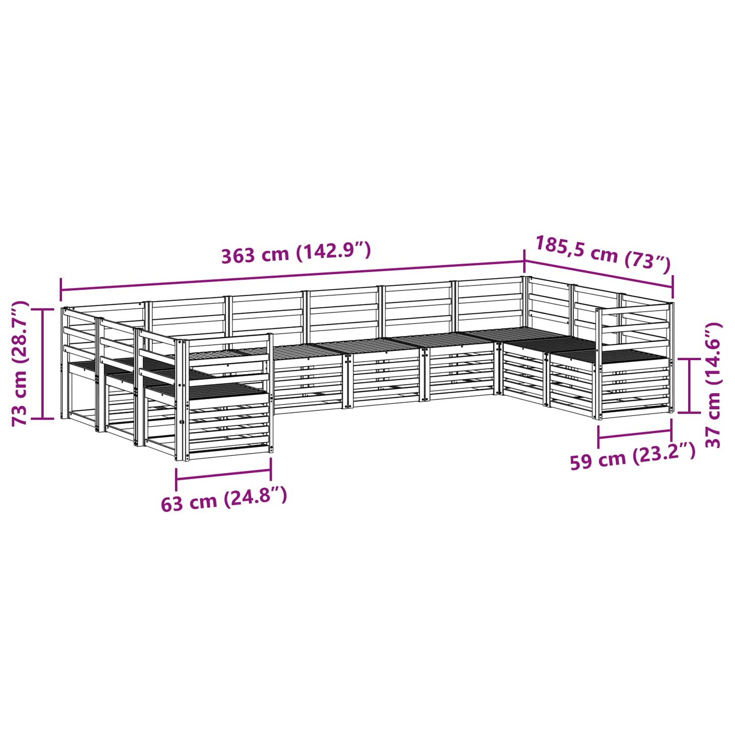 Sectional Sofa Set 10 pcs Natural