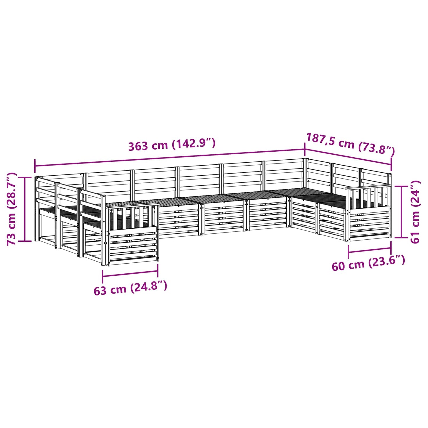 Sectional Sofa Set 10 pcs Natural
