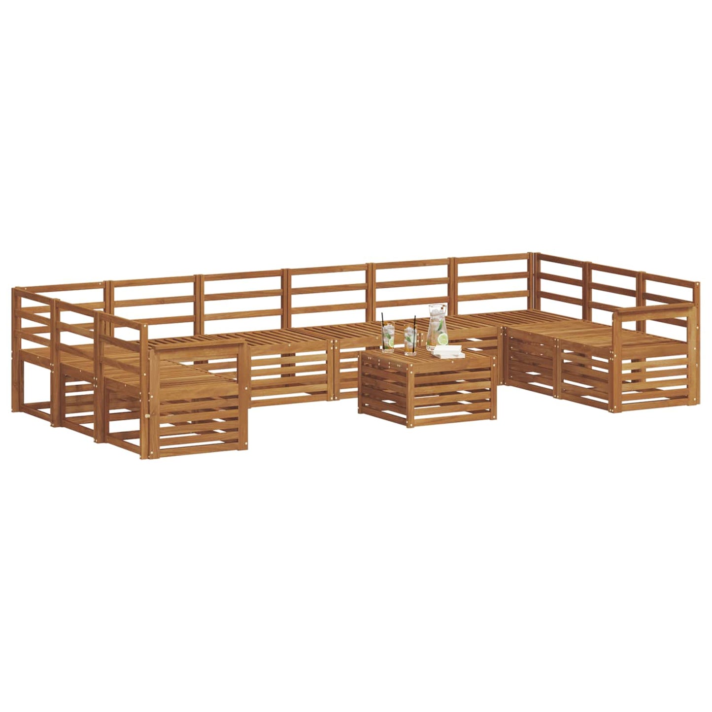 Outdoor Sofa Set 11 pcs Natural Solid Acacia Wood