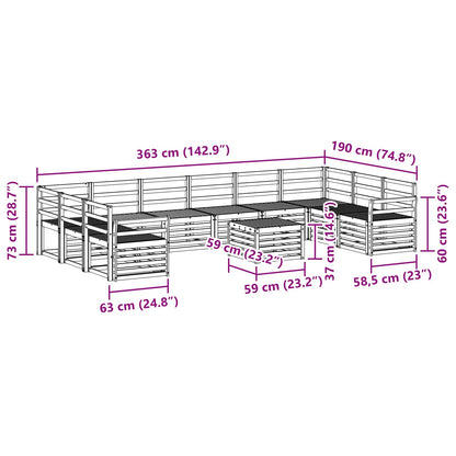 Outdoor Sofa Set 11 pcs Natural Solid Acacia Wood