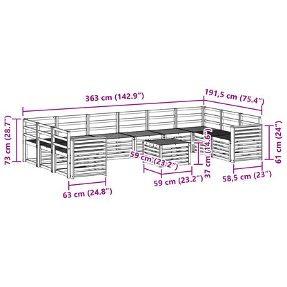 Outdoor Sofa Set 11 pcs Natural Solid Acacia Wood