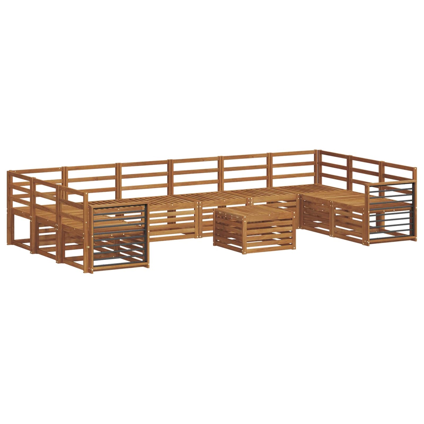 Sofa Sets 11 pcs Natural Solid Acacia Wood