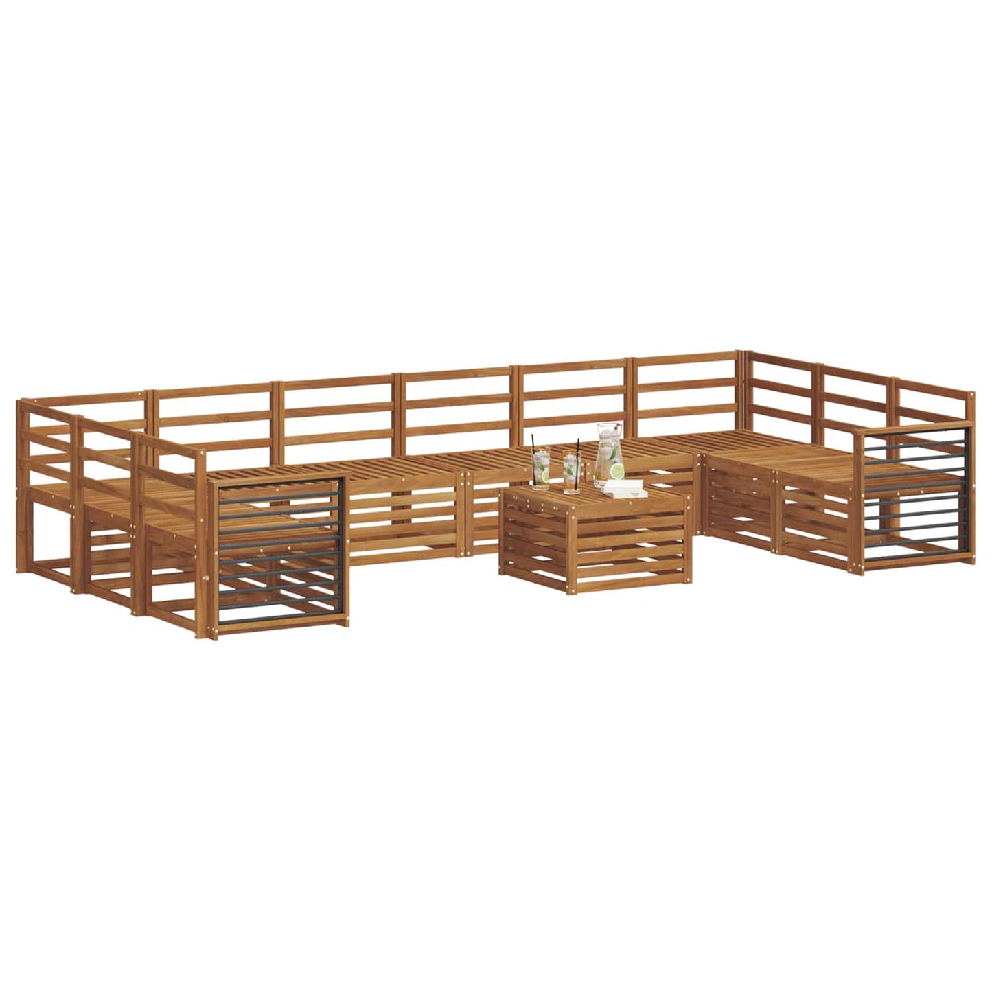Sofa Sets 11 pcs Natural Solid Acacia Wood