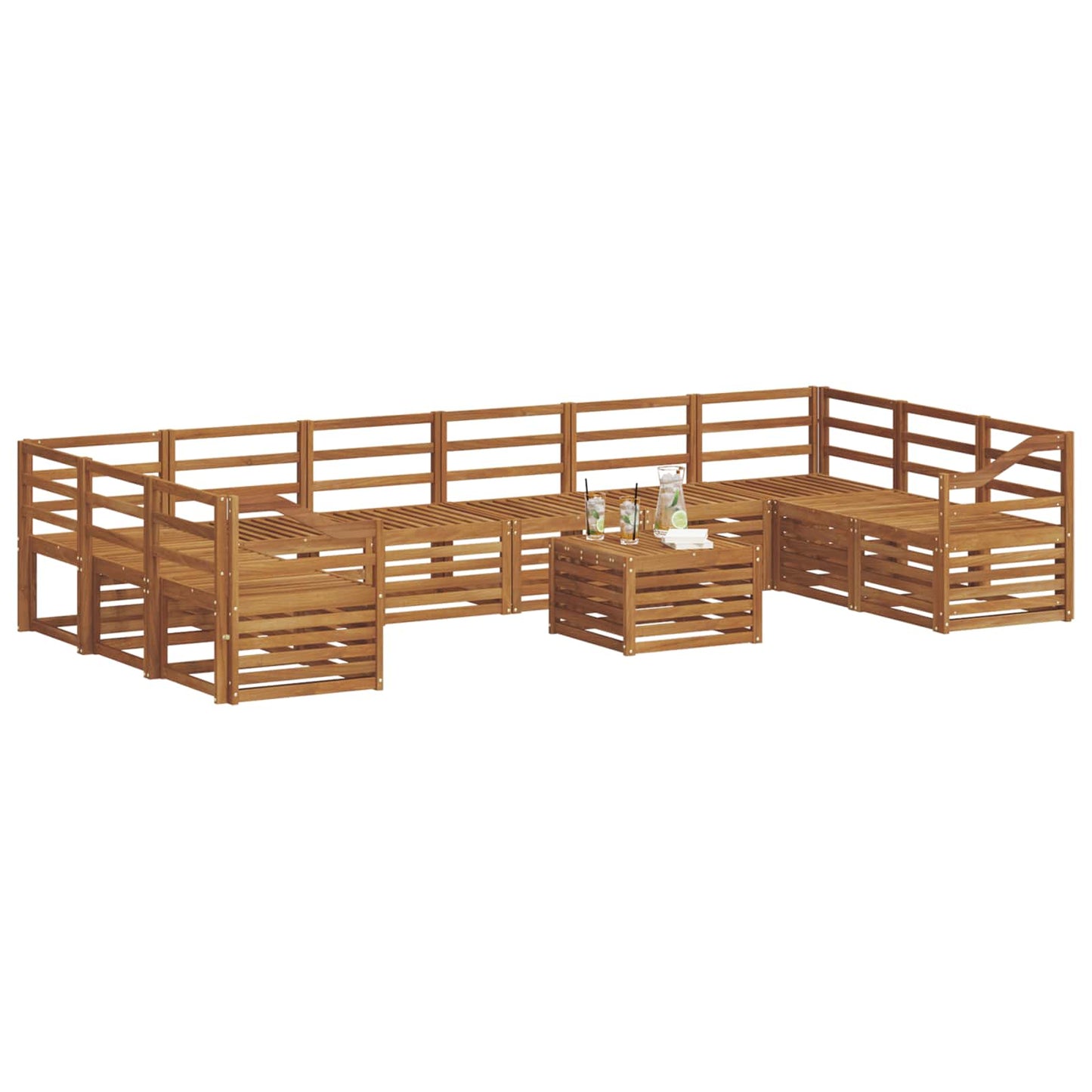 Outdoor Sofa Set 11 pcs Natural Solid Acacia Wood