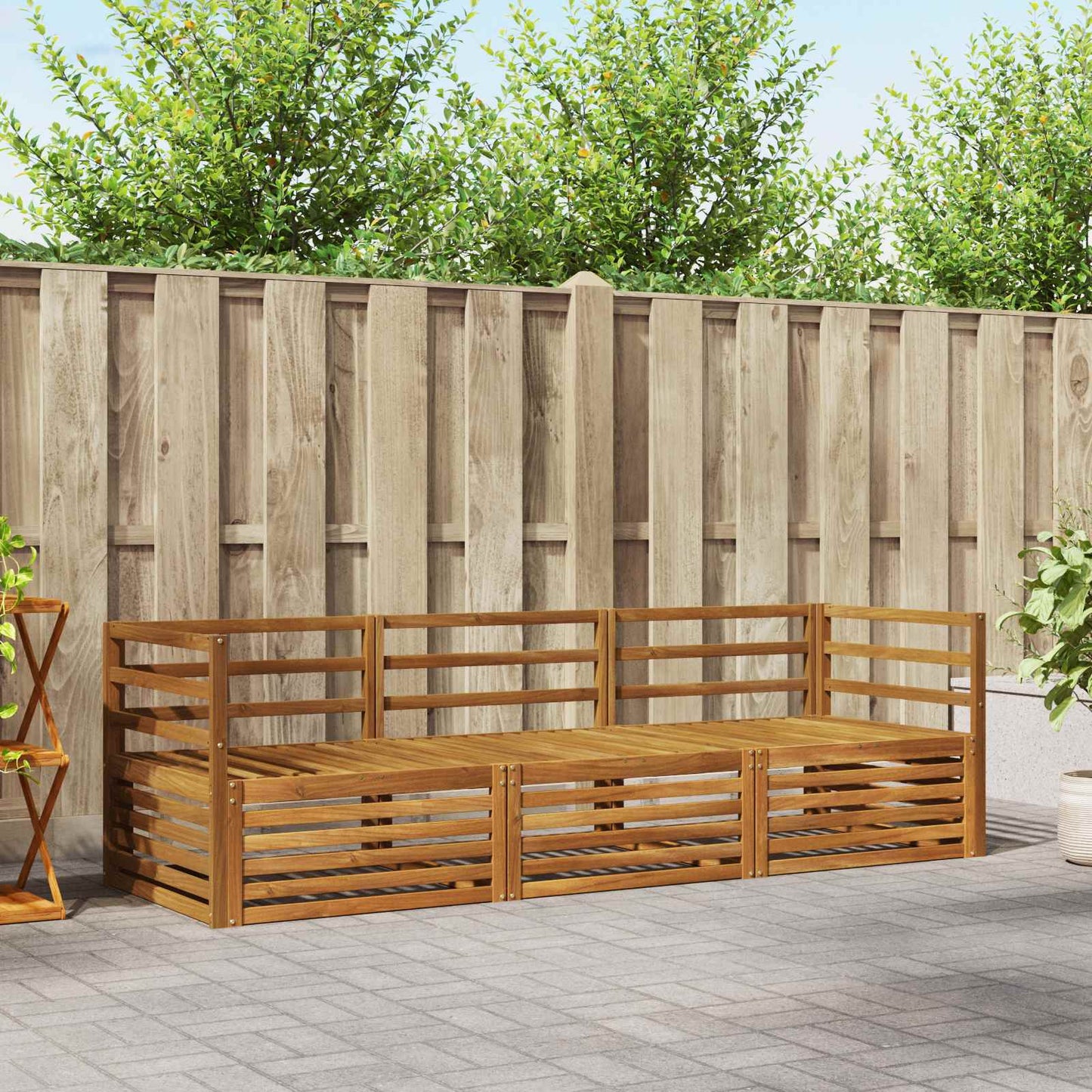 Outdoor Sofa Set 3 pcs Natural Solid Acacia Wood