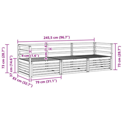 Outdoor Sofa Set 3 pcs Natural Solid Acacia Wood