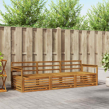 Outdoor Sofa Set 3 pcs Natural Solid Acacia Wood