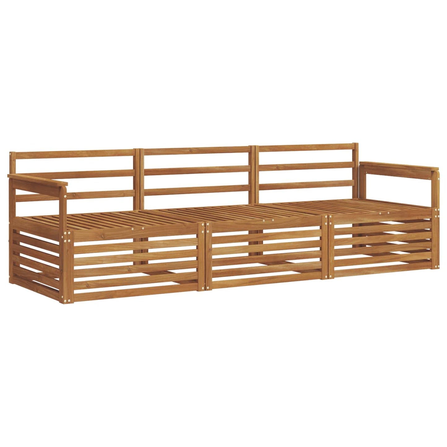 Outdoor Sofa Set 3 pcs Natural Solid Acacia Wood