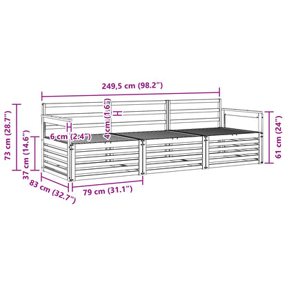 Outdoor Sofa Set 3 pcs Natural Solid Acacia Wood