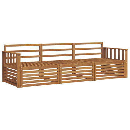 Outdoor Sofa Set 3 pcs Natural Solid Acacia Wood