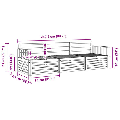 Outdoor Sofa Set 3 pcs Natural Solid Acacia Wood