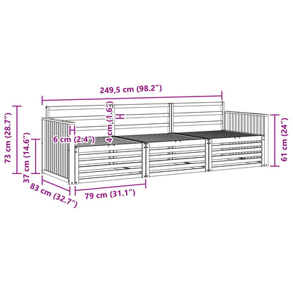 Outdoor Sofa Set 3 pcs Natural Solid Acacia Wood