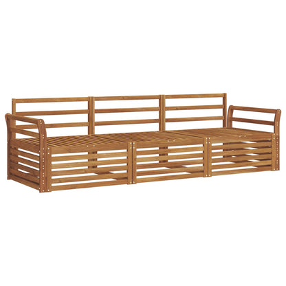 Outdoor Sofa Set 3 pcs Natural Solid Acacia Wood