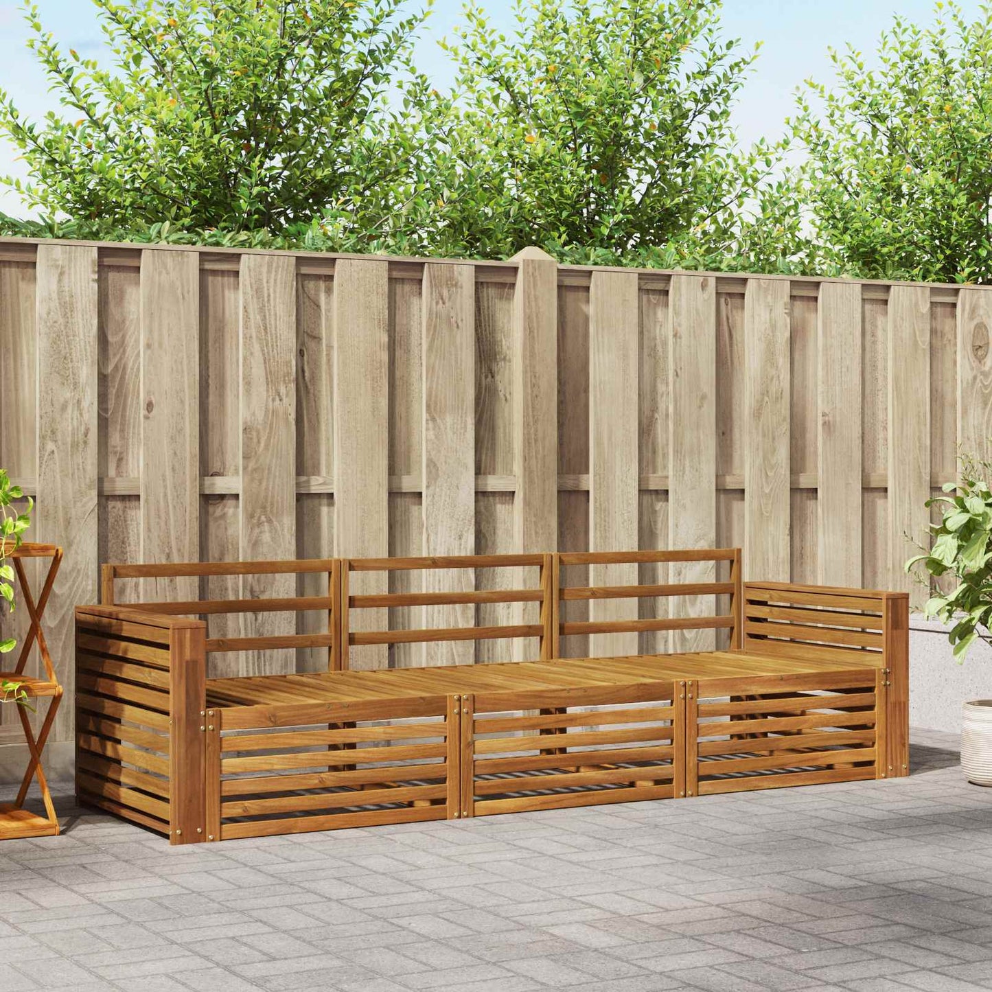 Outdoor Sofa Set 3 pcs Natural Solid Acacia Wood