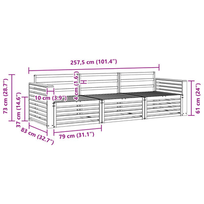 Outdoor Sofa Set 3 pcs Natural Solid Acacia Wood