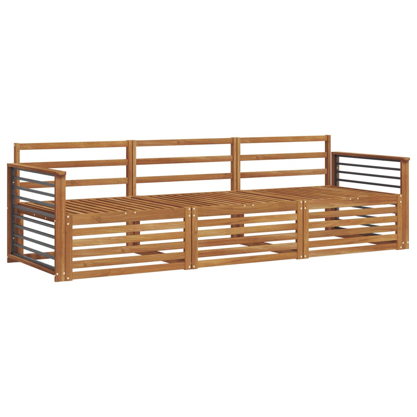 Outdoor Sofa Set 3 pcs Natural Solid Acacia Wood