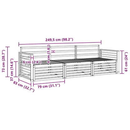Outdoor Sofa Set 3 pcs Natural Solid Acacia Wood