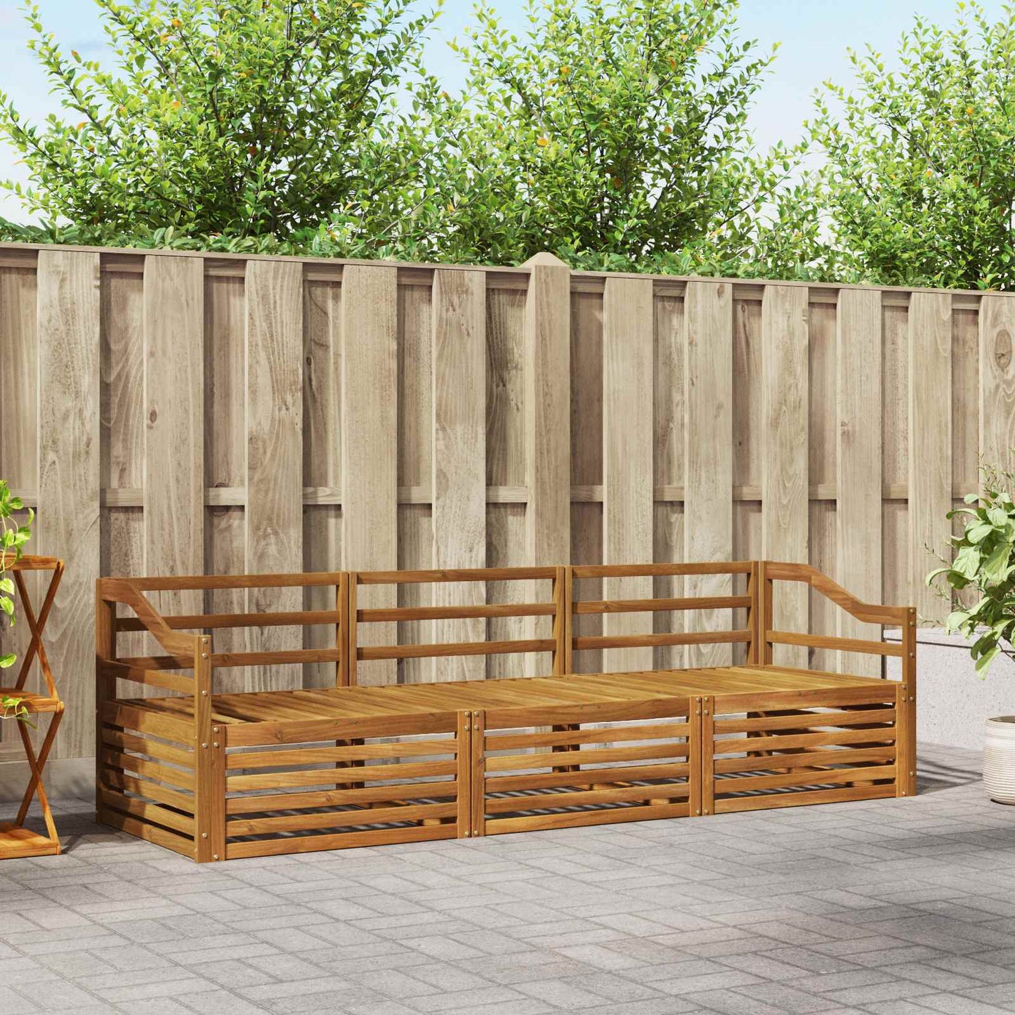 Outdoor Sofa Set 3 pcs Natural Solid Acacia Wood