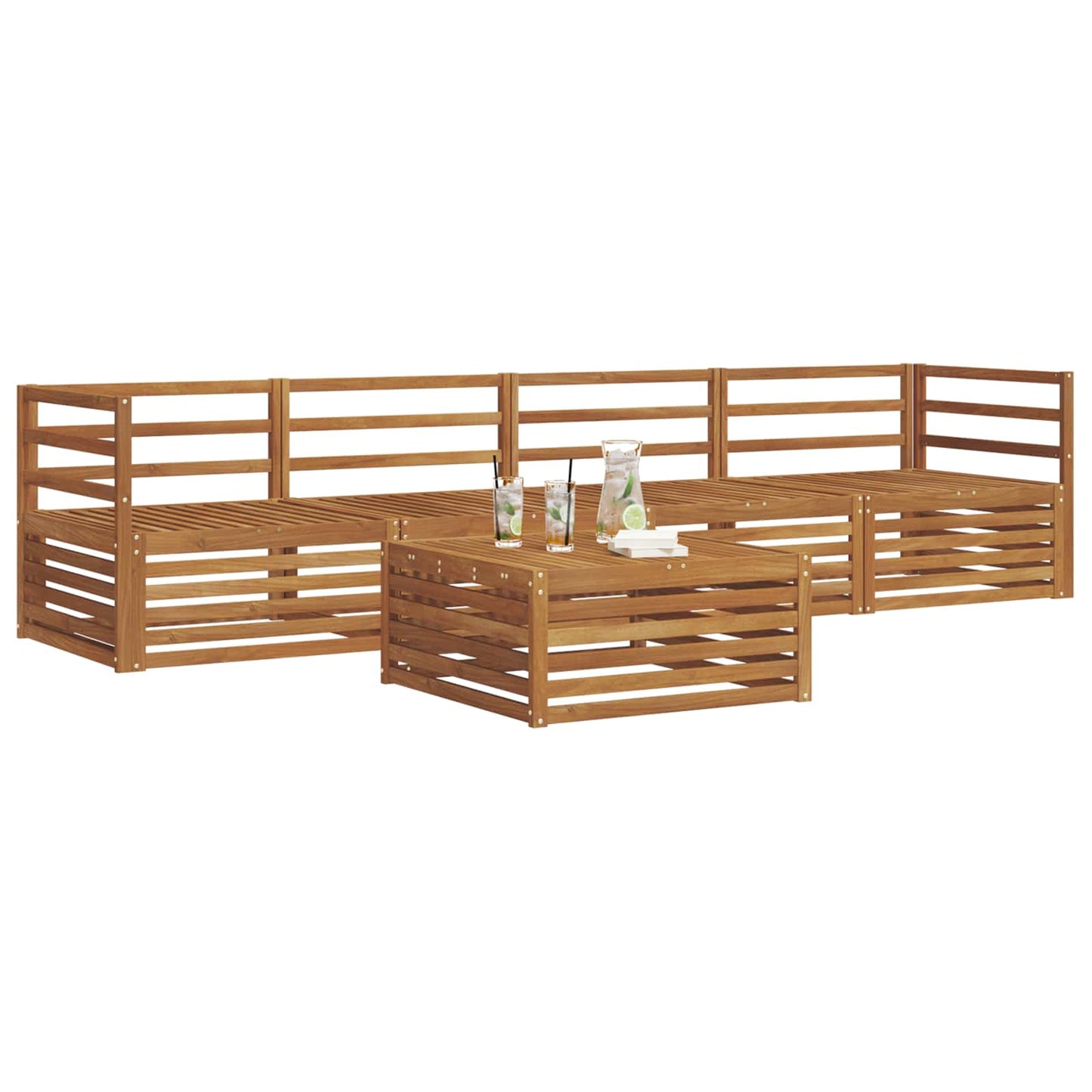 Outdoor Sofa Set 5 pcs Natural Solid Acacia Wood