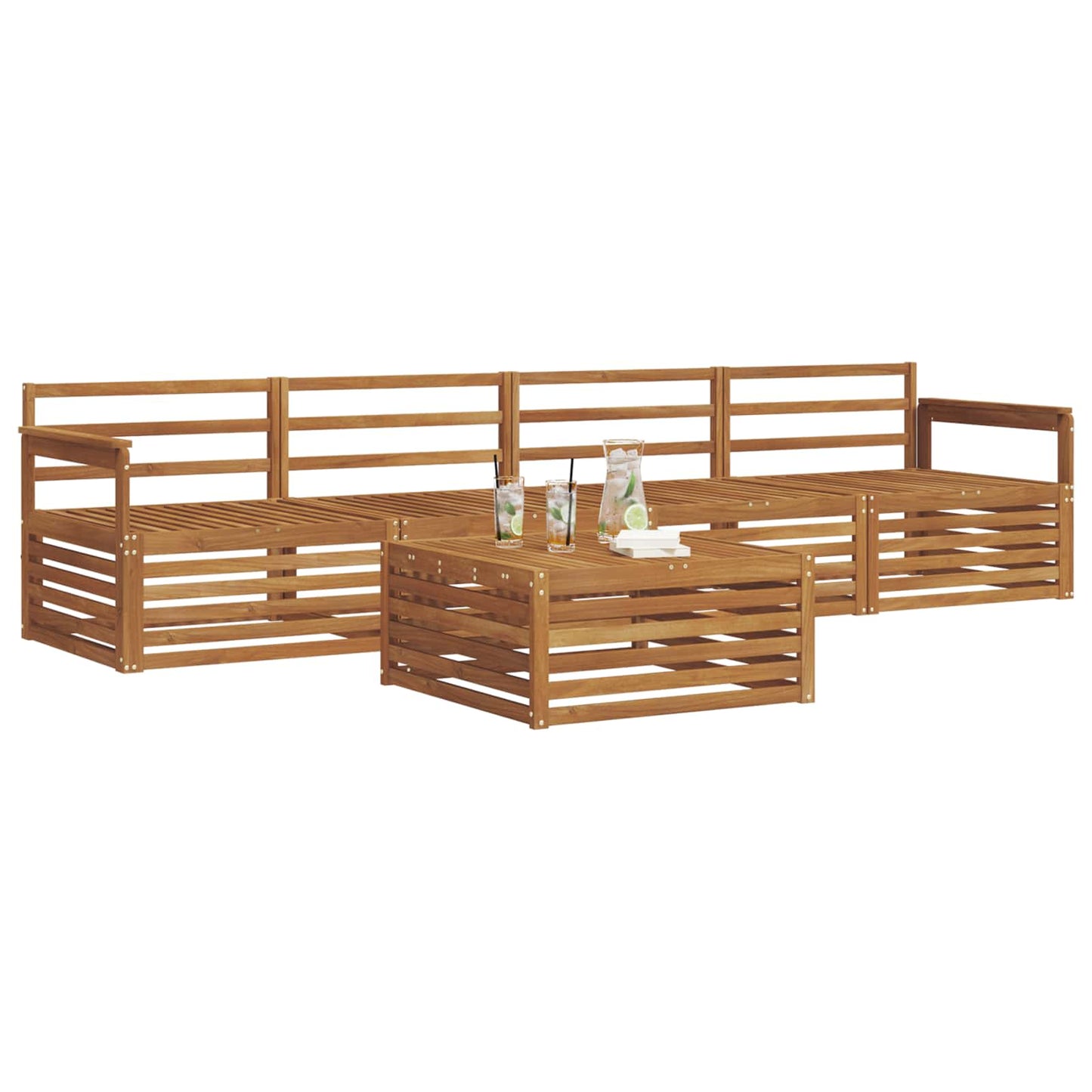 Outdoor Sofa Set 5 pcs Natural Solid Acacia Wood