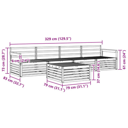 Outdoor Sofa Set 5 pcs Natural Solid Acacia Wood
