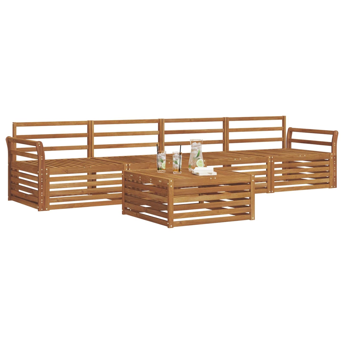 Outdoor Sofa Set 5 pcs Natural Solid Acacia Wood
