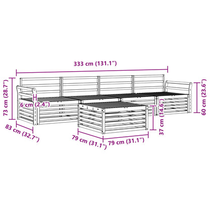 Outdoor Sofa Set 5 pcs Natural Solid Acacia Wood