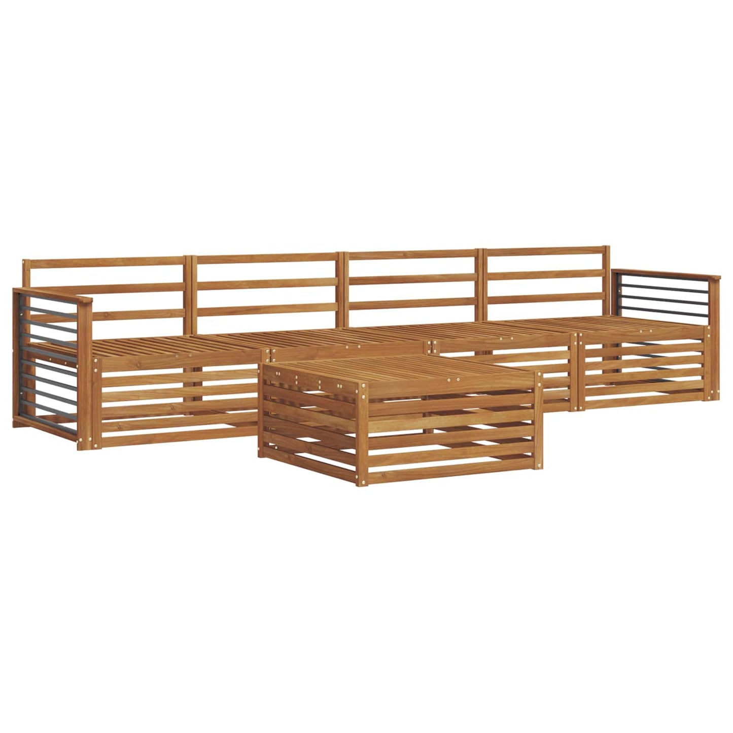 Outdoor Sofa Set 5 pcs Natural Solid Acacia Wood