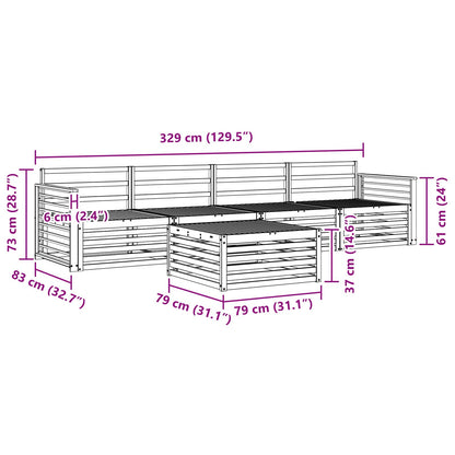 Outdoor Sofa Set 5 pcs Natural Solid Acacia Wood