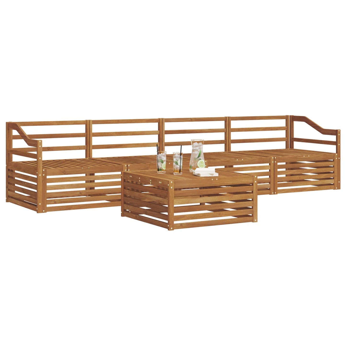 Outdoor Sofa Set 5 pcs Natural Solid Acacia Wood