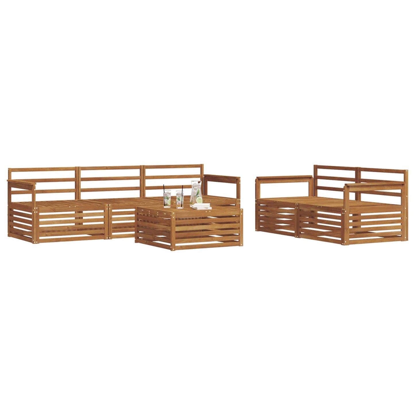 Outdoor Sofa Set 6 pcs Natural Solid Acacia Wood