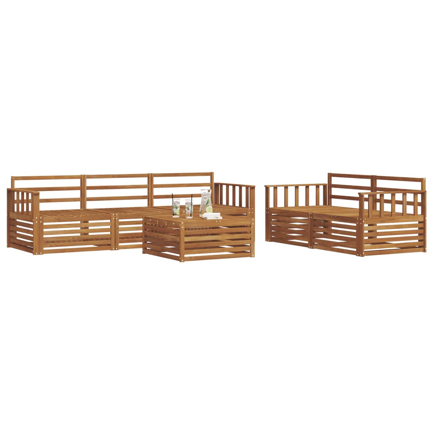 Outdoor Sofa Set 6 pcs Natural Solid Acacia Wood