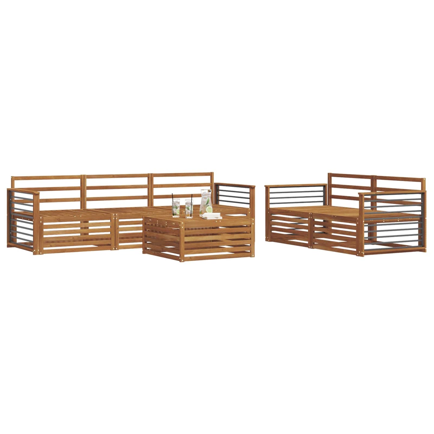 Outdoor Sofa Set 6 pcs Natural Solid Acacia Wood